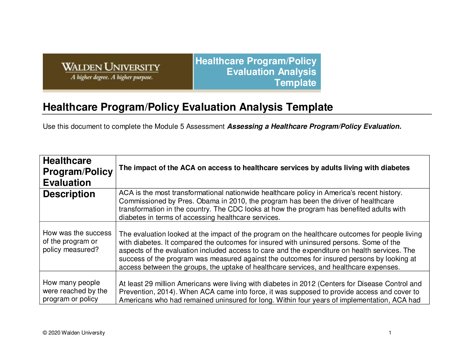 Preview image for NURS 6050 Week 10 Assessing a Healthcare Program Policy Evaluation Worksheet